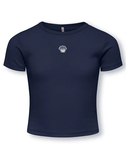 Kids Only - KOGElva June Broderet T-Shirt - Navy Blazer/ Seashell